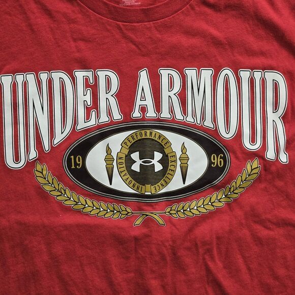 3 Under Armour T Shirt Men's Medium UA Collegiate Branded Red/ 2 V Neck Gym Gray - Picture 8 of 16